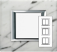 BT Axolute Белый мрамор Каррара Рамка 2+2+2 мод прямоугольная (надпись горизонтально)  (HA4802M3HRMC)
