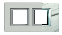 BT Axolute Белый мрамор Каррара Рамка 2+2 мод прямоугольная (надпись горизонтально)  (HA4802M2HRMC)